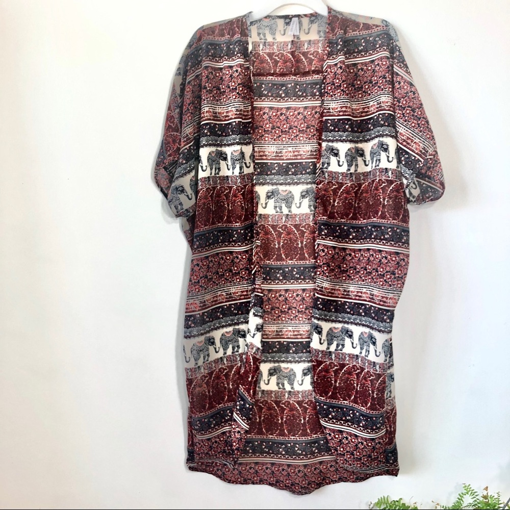 Live 4 Truth Kimono Chiffon Duster Elephant Print
